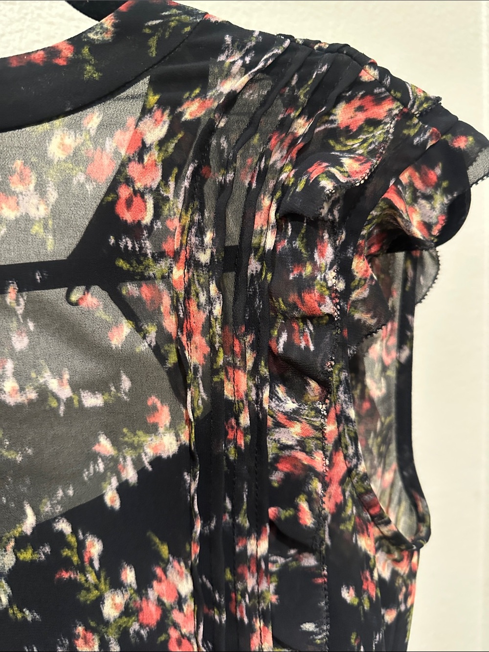 AllSaints NWT Draped Floral Mini Dress Black Silk Blend - Picture 15 of 16